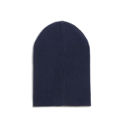 Brunello Cucinelli Black Cashmere Beanie with ribbed texture, simple elegance, 100% Kashmir, winter accessory, versatile fashion.