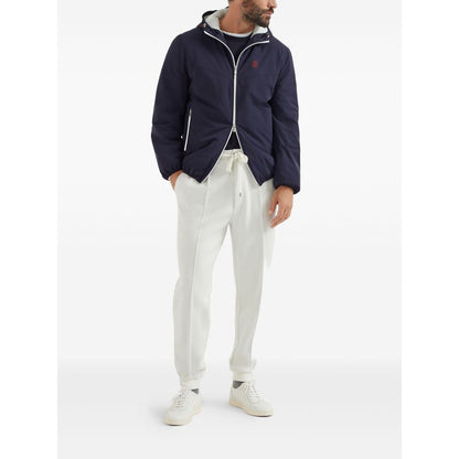 Brunello Cucinelli Bonded nylon hooded vest with Thermore padding and logo