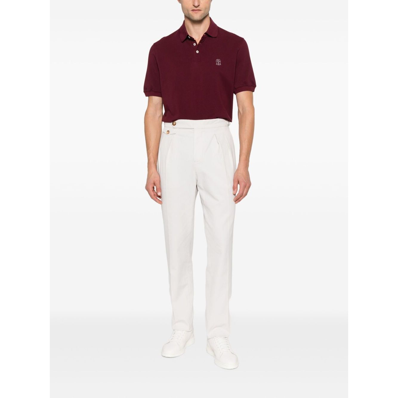 Brunello Cucinelli Embroidered cotton polo shirt