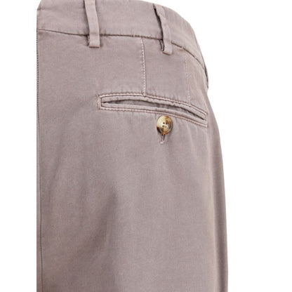 Brunello Cucinelli Gray Cotton Casual Pants with back welt pocket detail and belt loops