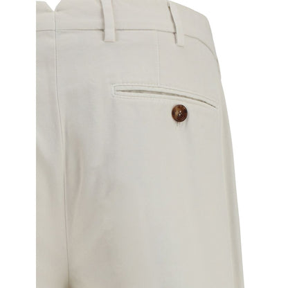 Brunello Cucinelli White Cotton Casual Pants