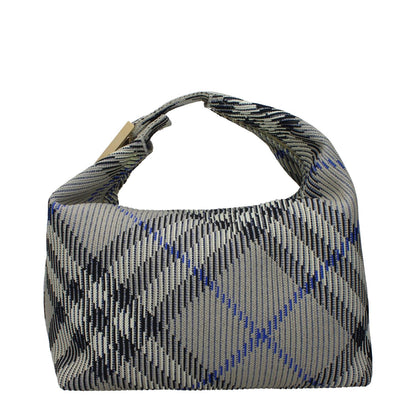 Burberry Green Polyamide Handbag with check print, medium size, gold details, and zip closure, featuring a 13 cm handle.