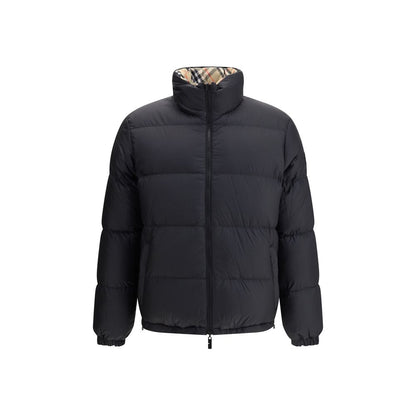 Burberry Multicolor Polyamide Clothing reversible check down jacket with zipper and packaway hood.