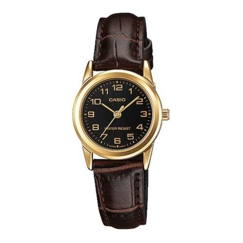 CASIO COLLECTION Mod. LADY 3H GOLD. LEATHER - BLACK WATCHES