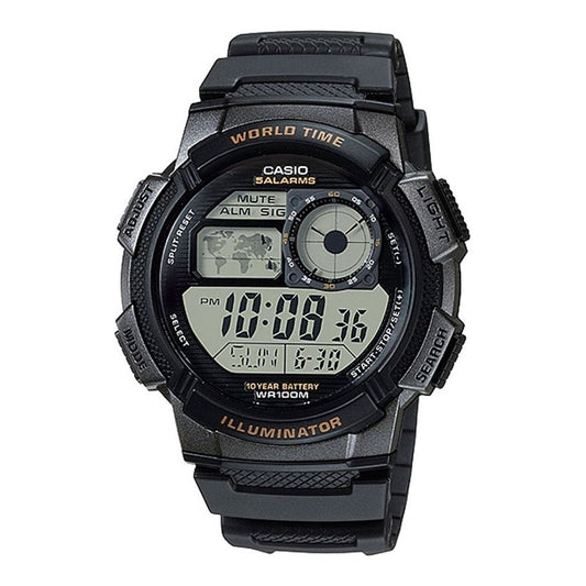 CASIO SPORT Mod. DIVER - WORLD TIME ILLUMINATOR 5 ALARMS. 10 YEARS BATTERY - BLACK