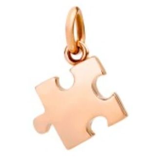Gold puzzle piece charm, CHARMS DODO MOD. DMC1003PZZLS0009R, elegant jewelry accessory, rose gold finish.