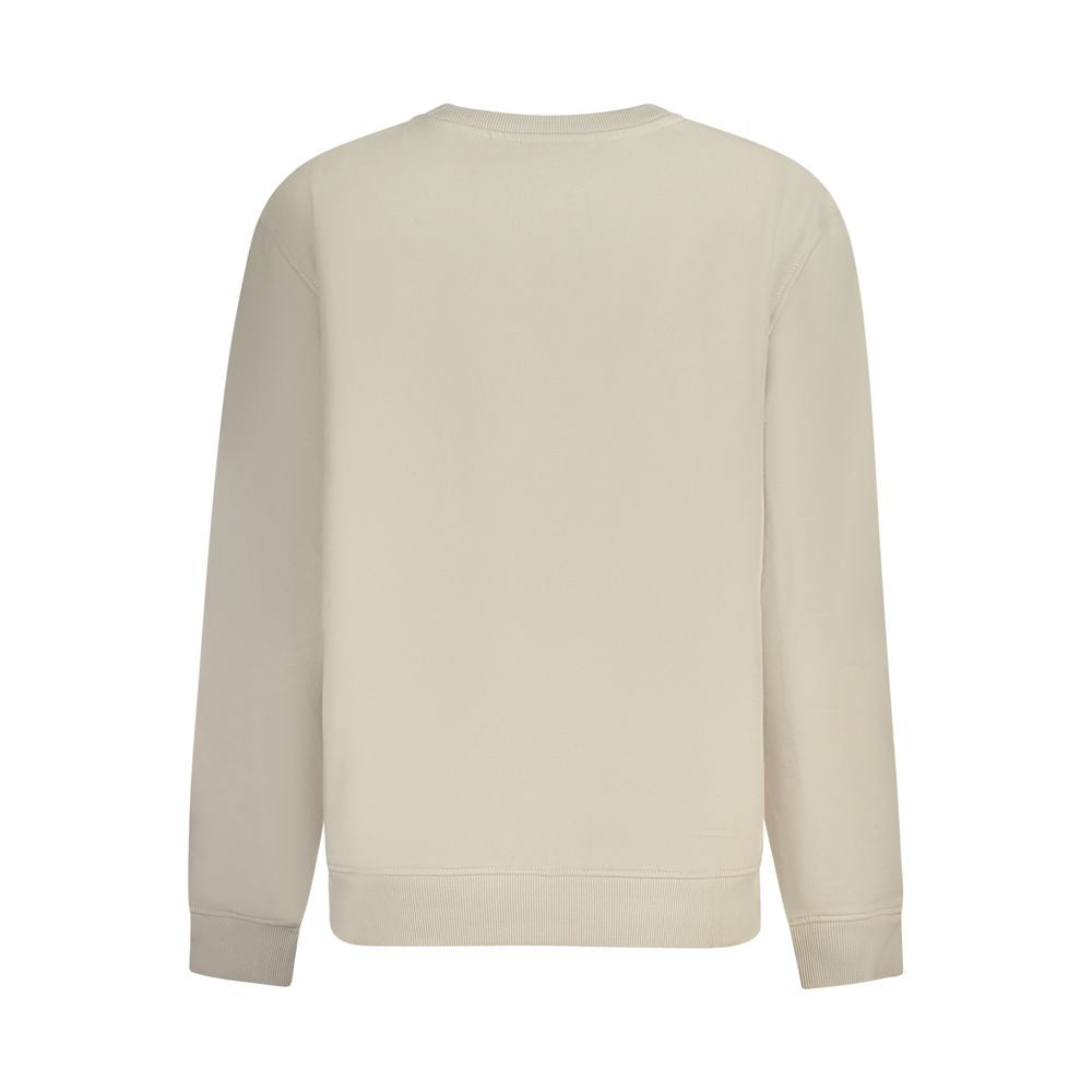 Back view of Calvin Klein Beige Cotton Women Sweater, featuring iconic logo design and premium soft cotton blend for stylish comfort.