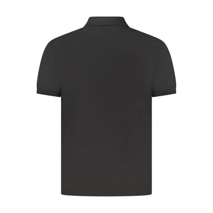 Back view of Calvin Klein Black Cotton Men Polo Shirt with short sleeves and classic fit design