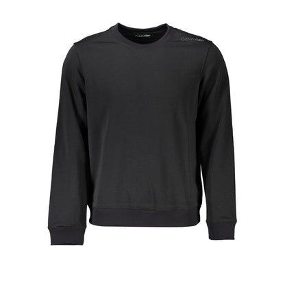 Calvin Klein Black Polyester Men Sweater with CK logo, perfect for casual style and comfort.