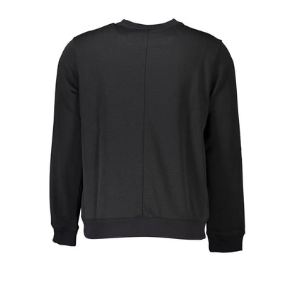 Back view of a Calvin Klein Black Polyester Men Sweater showcasing its sleek design, perfect for casual style and cooler nights.