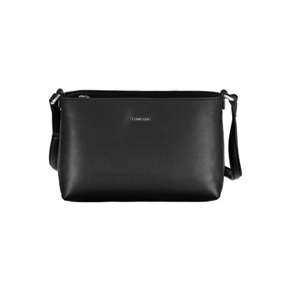 Calvin Klein Black Polyester Women Handbag with adjustable shoulder strap, minimalist design, and eco-friendly recycled material.