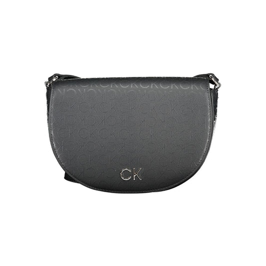 Calvin Klein Black Polyethylene Handbag with adjustable shoulder strap, internal card pocket, contrasting details, magnet closure.