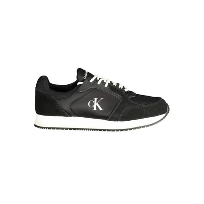 Calvin Klein Black Polyethylene Men Sneaker with bold contrast details and iconic logo, offering modern design and comfort.
