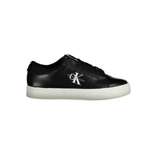 Calvin Klein Black Polyethylene Women Sneaker with iconic logo, sleek and modern design, perfect for urban fashion enthusiasts.