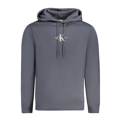 Calvin Klein Blue Cotton Men Sweater with logo embroidery, long sleeve hoodie