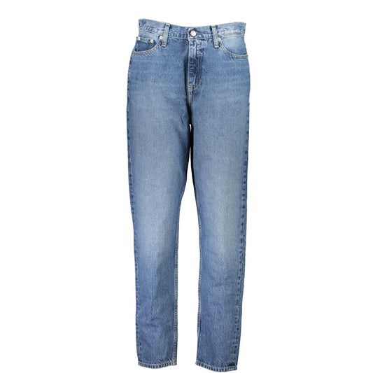 Calvin Klein Blue Cotton Women Jean - iconic mom jeans with vintage charm and classic five-pocket design, sustainable and stylish.