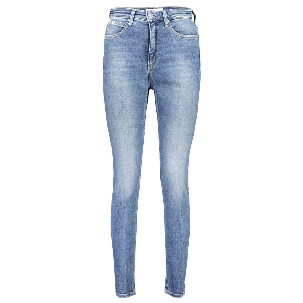 Calvin Klein Blue Cotton Women Jeans, high-rise skinny with washed effect, sustainable blend with 20% recycled cotton.