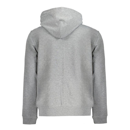 Calvin Klein Gray Polyester Men Sweater, eco-friendly hoodie with bold logo, perfect for casual and workout style, back view.