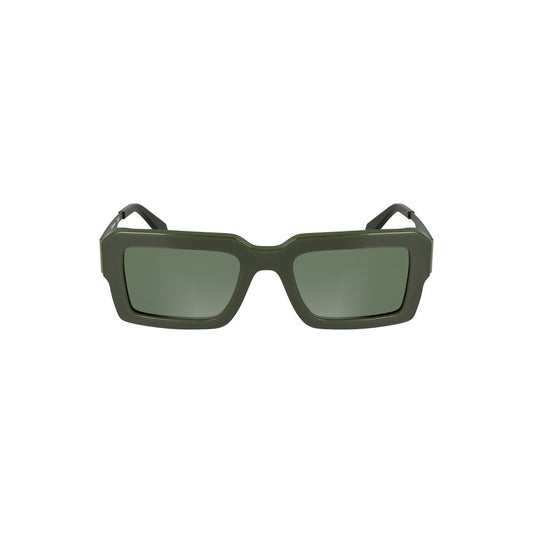Calvin Klein Green Acetate Women Sunglasses with rectangular lenses and modern design.