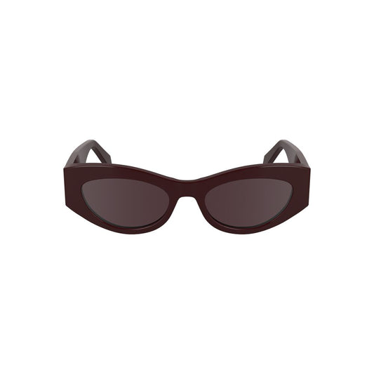 Calvin Klein Red Acetate Women Sunglasses with cat eye shape and brown lenses for stylish look