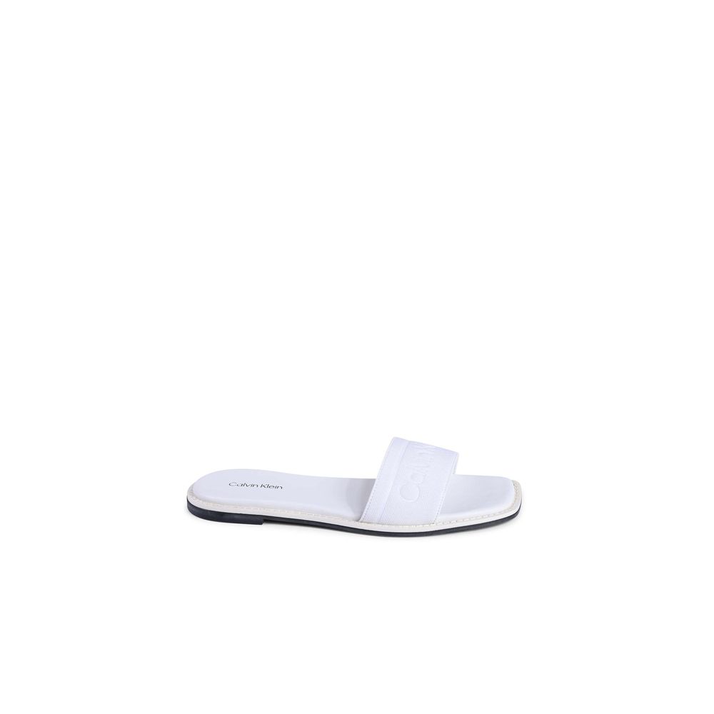 Calvin Klein White Recycled Polyester Sandals made with 70% recycled polyester and 30% natural rubber, style HW0HW01989YBR.