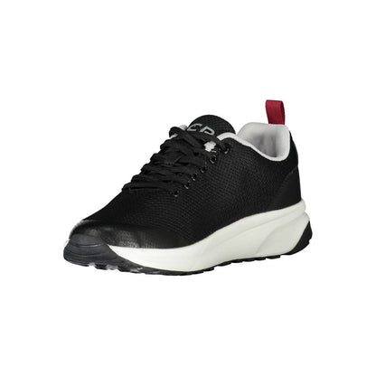 Carrera Black Polyester Sneaker with laces and contrasting details, featuring logo design.