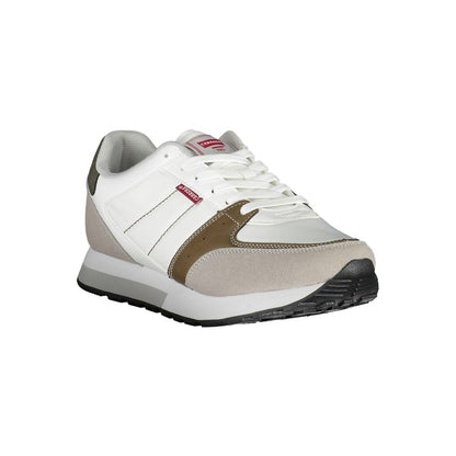 Carrera White Polyester Men Sneaker with contrasting details and Carrera logo for modern trendsetters, showcasing style and comfort.