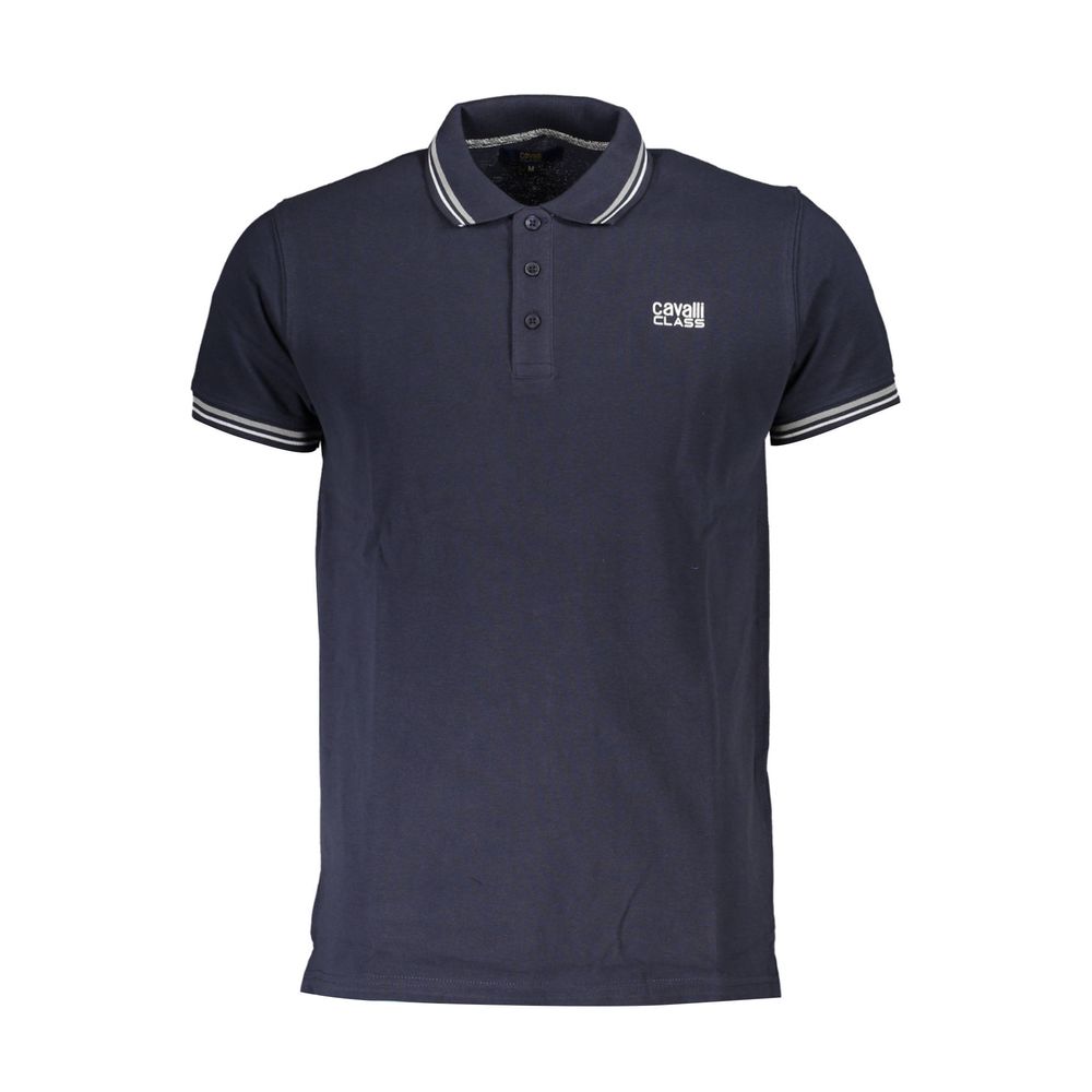 Cavalli Class Blue Cotton Men Polo Shirt