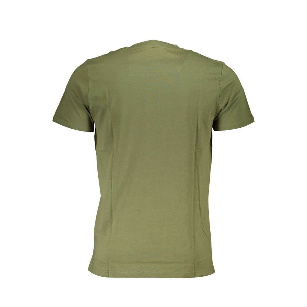 Alt Tag: Back view of Cavalli Class Green Cotton T-Shirt with short sleeves and round neck.