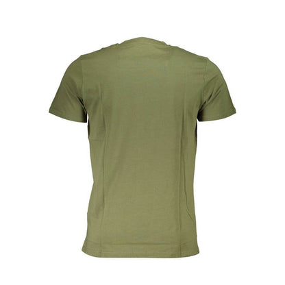 Alt Tag: Back view of Cavalli Class Green Cotton T-Shirt with short sleeves and round neck.