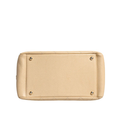 Chanel Beige Caviar De Coco Chain Leather Purse Bag