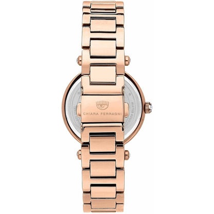 Back view of Chiara Ferragni Multicolor Stainless Steel Dress Watch with pink stainless steel bracelet and deployant clasp.
