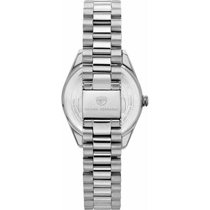 Back view of Chiara Ferragni Silver Stainless Steel Dress Watch with deployant closure and stainless steel bracelet.