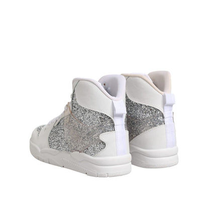 Chiara Ferragni White Silver High Top Women Sneakers Shoes