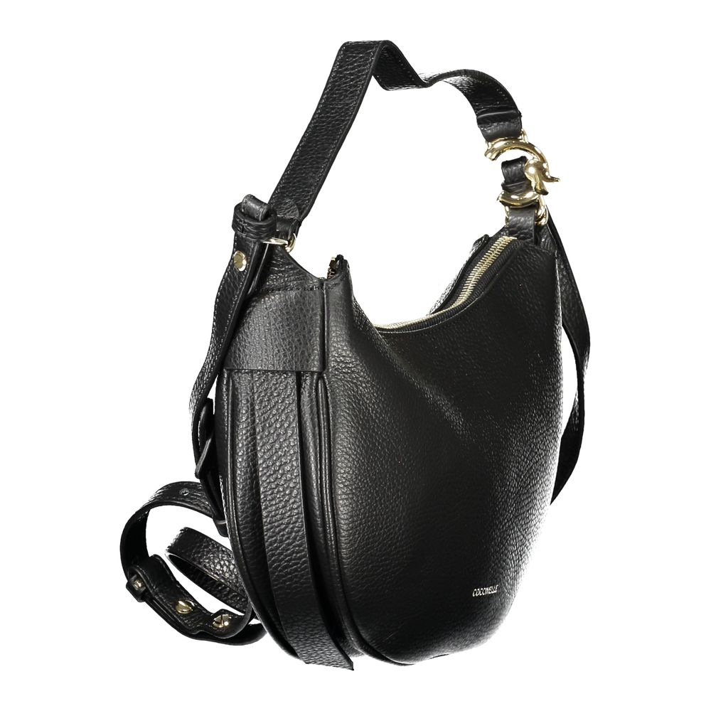 Coccinelle Black Leather Handbag with adjustable strap and internal pocket