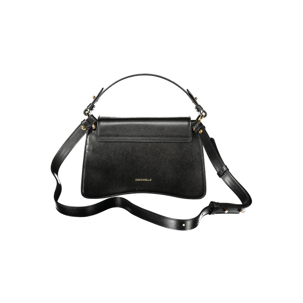 Coccinelle Black Leather Women Handbag with adjustable strap and sleek design, featuring brand logo - luxury and practicality combined.