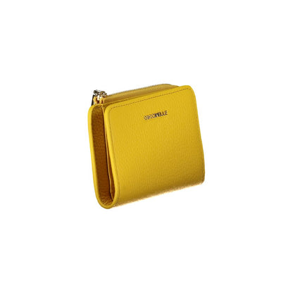 Coccinelle Yellow Leather Women Wallet with sleek design and multiple compartments for stylish organization.