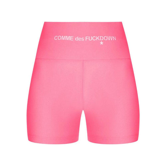 Comme Des Fuckdown Comme Des Fuckdown Pink Polyester Short Comme des Fuckdown stretch lycra biker shorts with front logo print