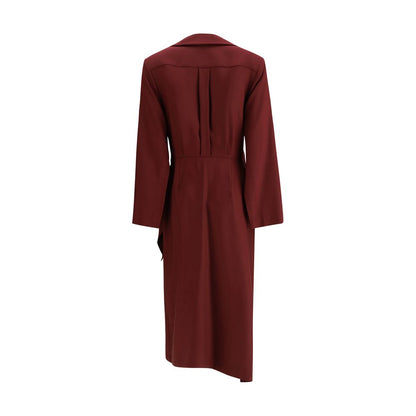 Back view of Crida Milano Bordeaux Silk Casual Dress in rich burgundy, showcasing sophisticated silhouette and elegant design details.