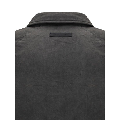 Back view of Daily Paper Gray Cotton Bomber showing its classic collar and quilted design. Perfect for comfort and style in SS25.