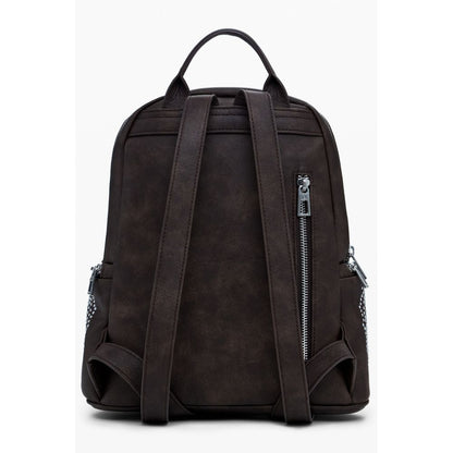 Back view of Desigual Brown Polyethylene Women Backpack with adjustable straps and zipper detailing.