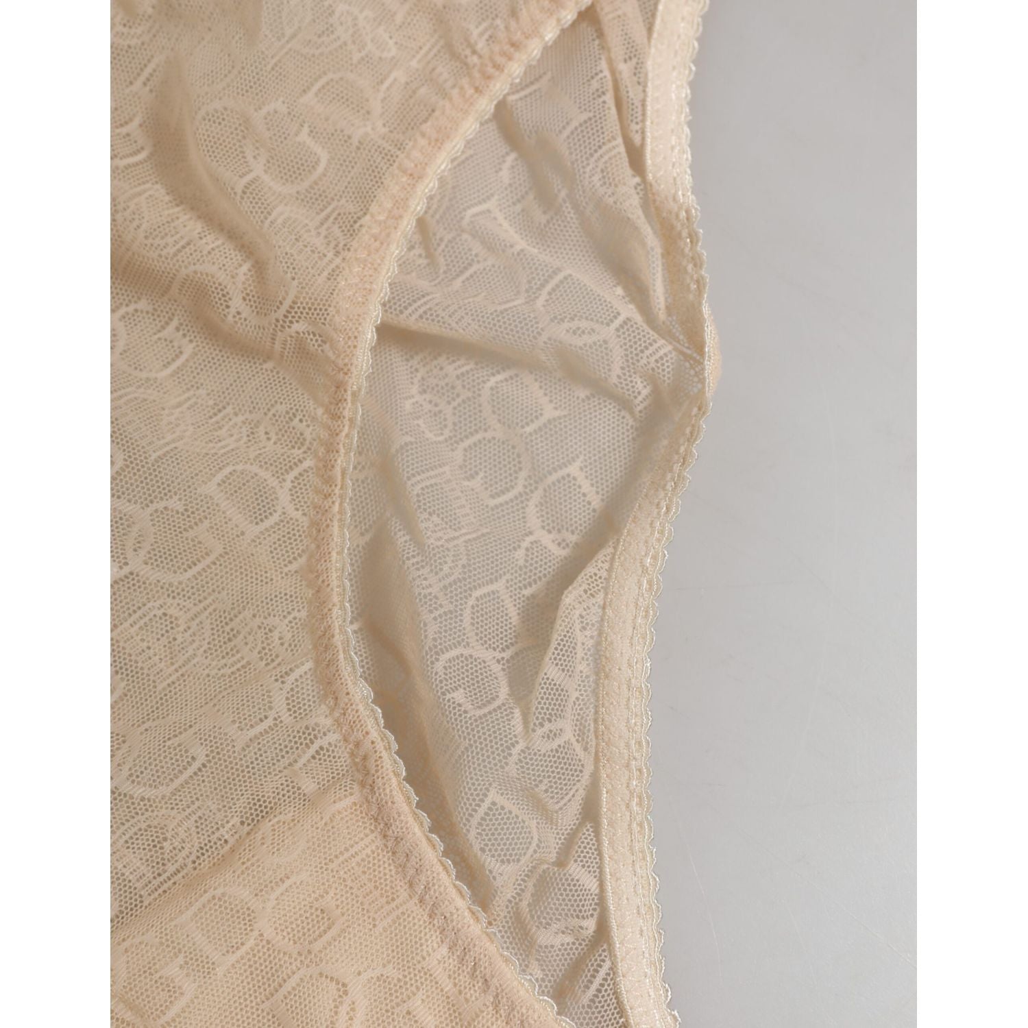 Dolce & Gabbana Beige DG Logo Lace Mid Waist Panty Underwear