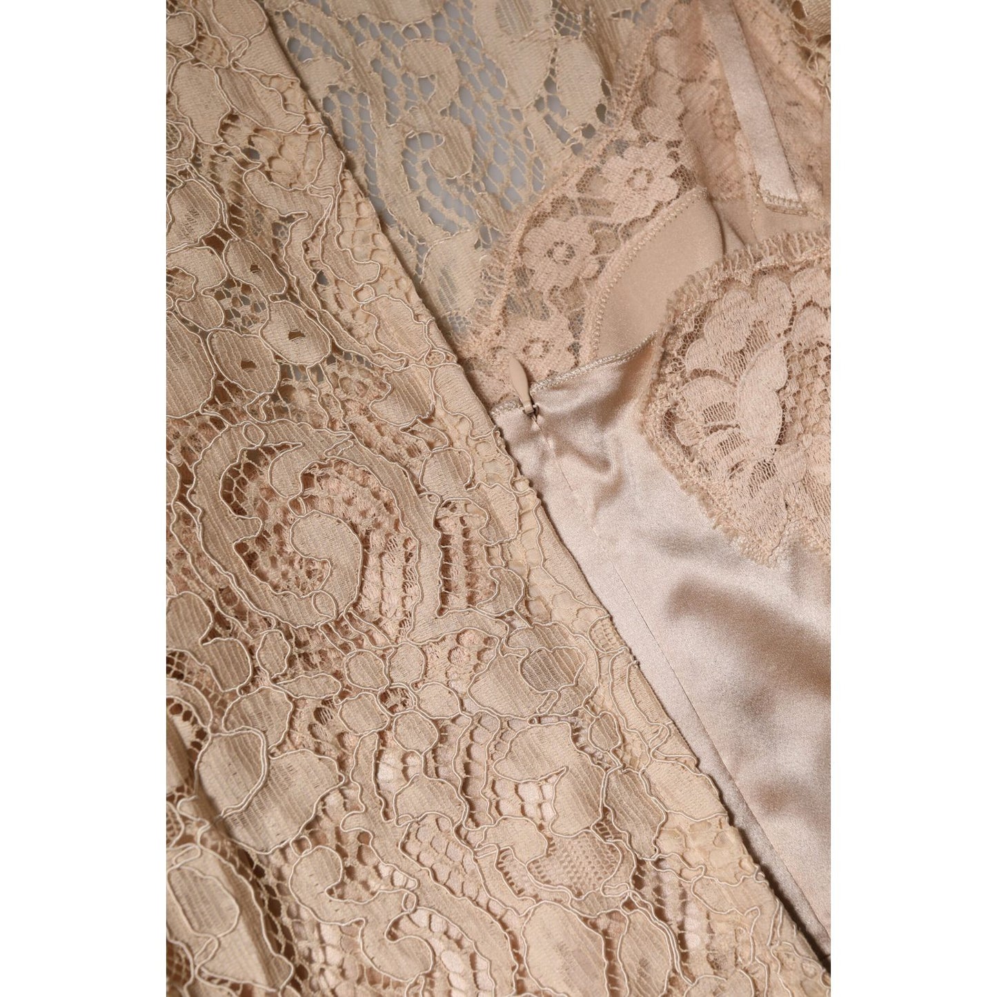 Dolce & Gabbana Beige Floral Lace Sleeveless Sheath Dress