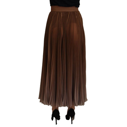 Dolce & Gabbana Beige Longuette Plisse Chiffon Midi Skirt
