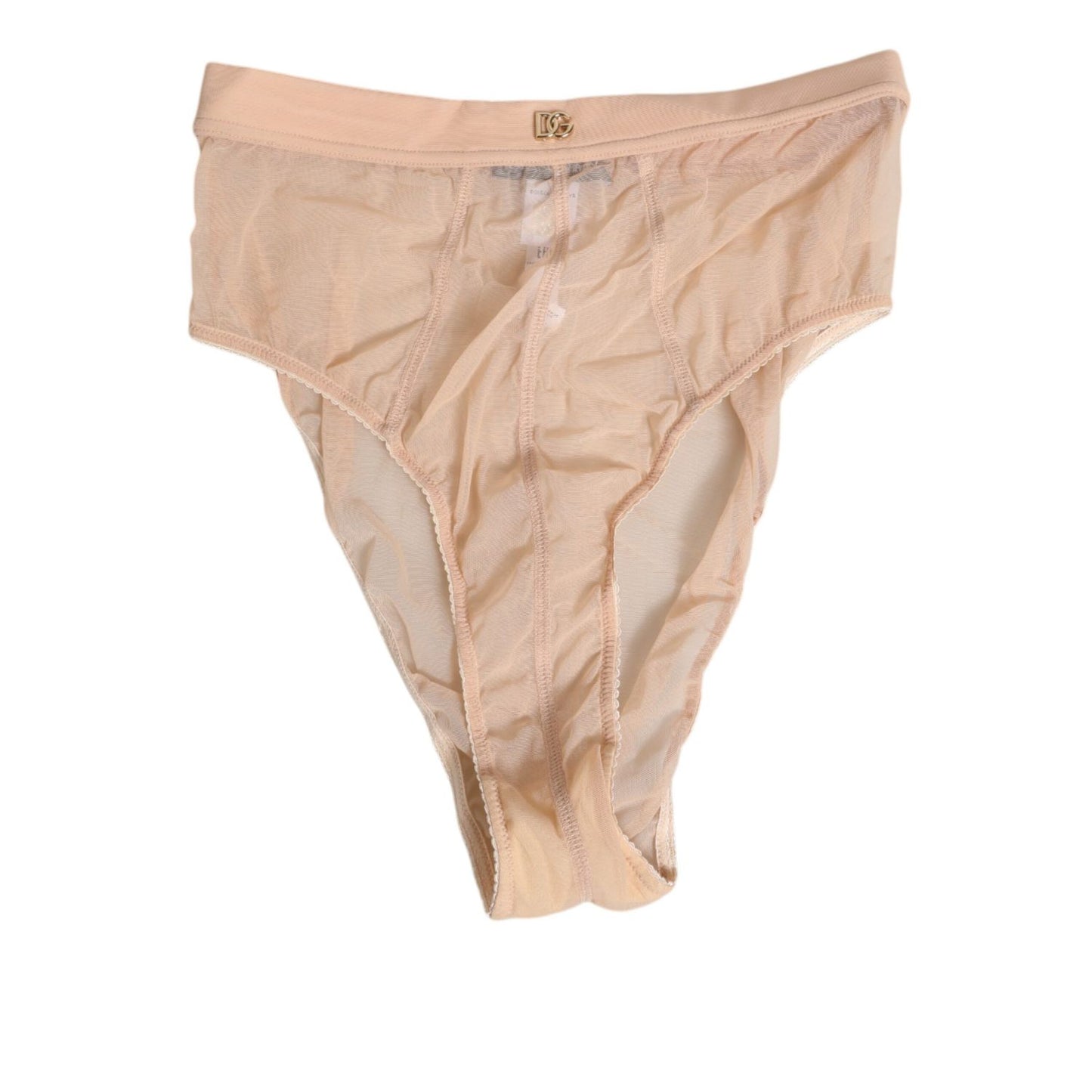 Dolce & Gabbana Beige Sheer Mesh High Waist Panty Underwear