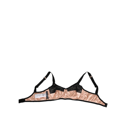 Dolce & Gabbana Beige Silk Heart Print Soft Cup Bra Underwear