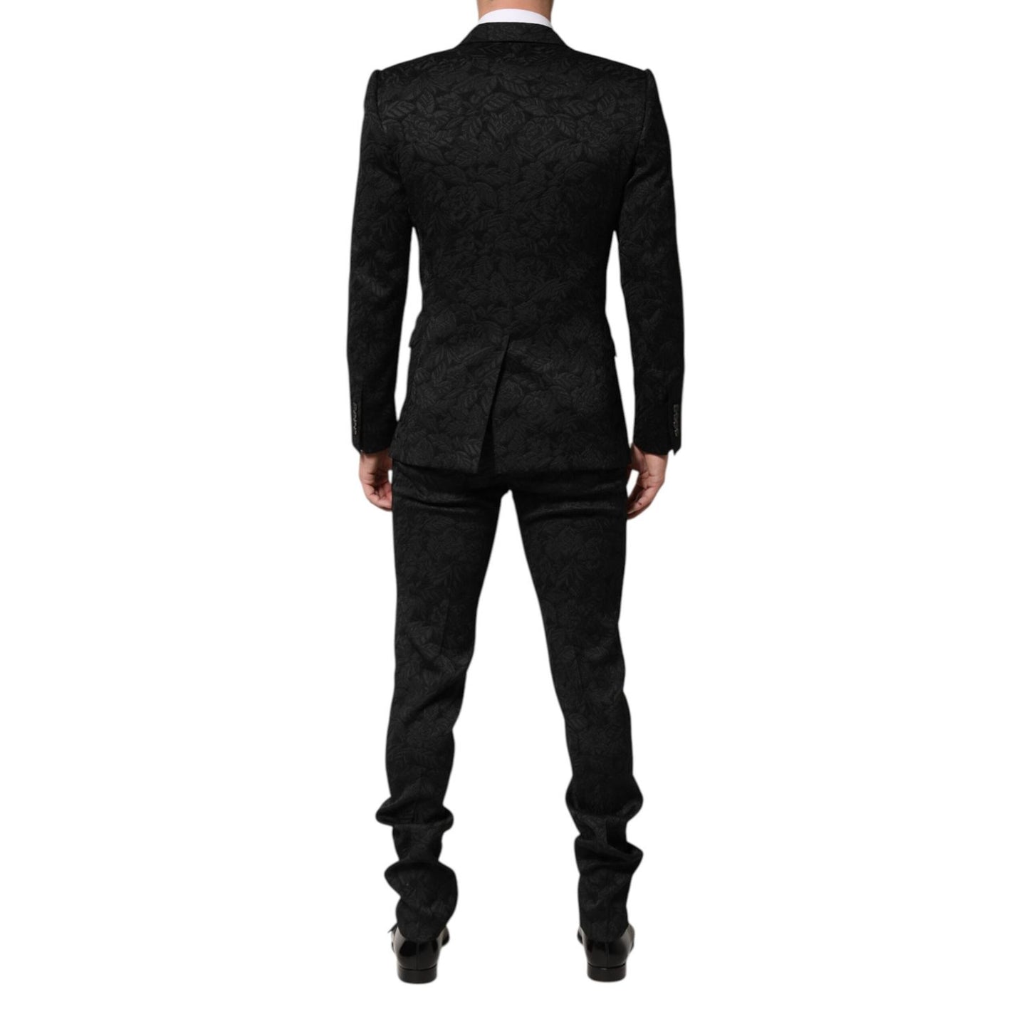 Dolce & Gabbana Black 3 Piece Brocade Jacquard Suit MARTINI