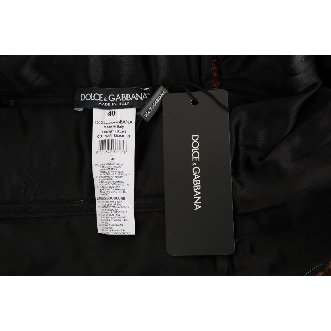 Dolce & Gabbana Black Brown Floral Brocade A-Line Dress