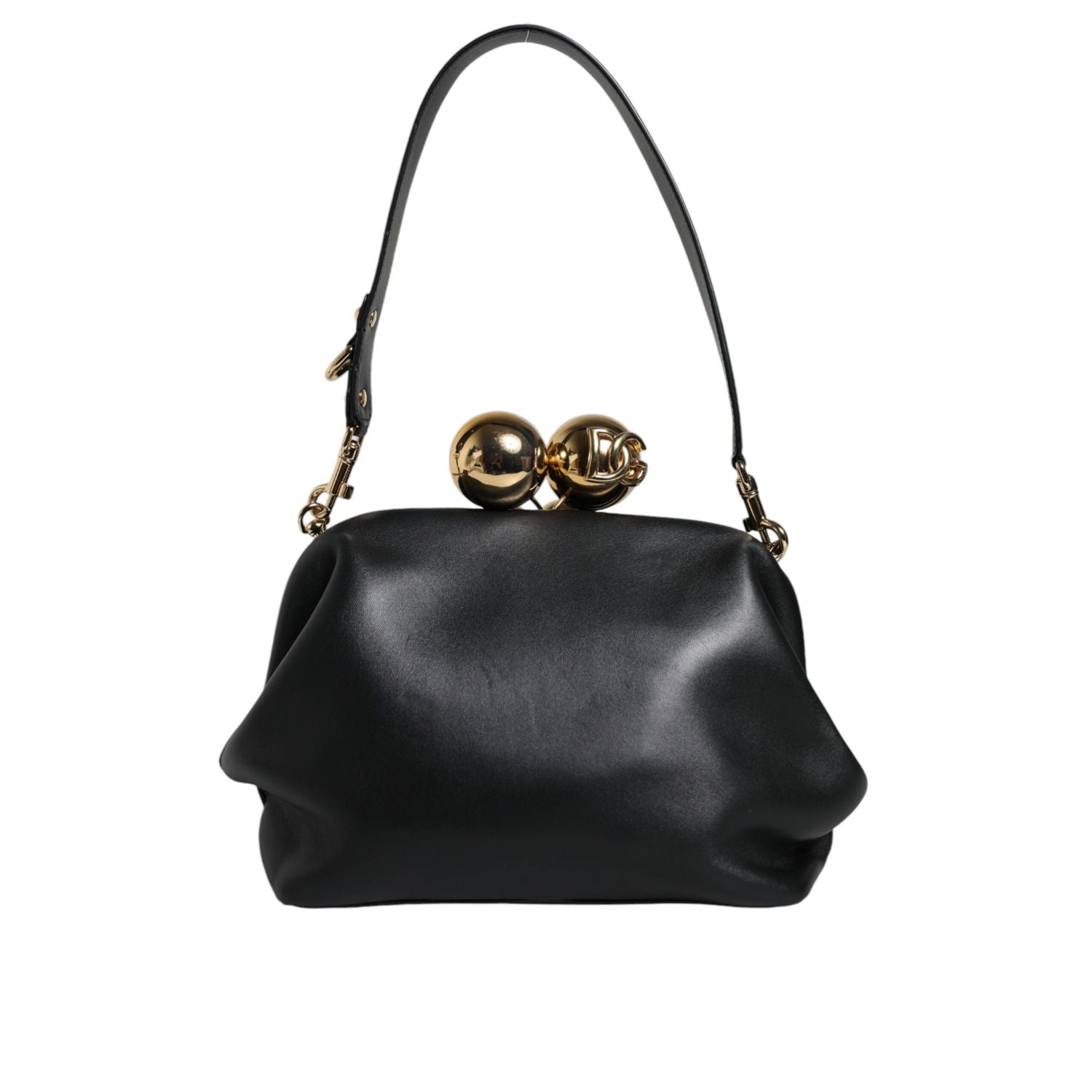 Dolce & Gabbana Black Calfskin Leather Shoulder Clutch Bag