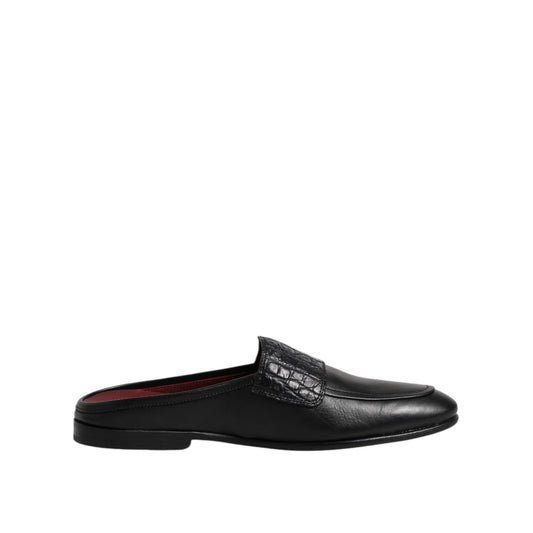 Dolce & Gabbana Black Calfskin Leather Slip On Loafers Shoes